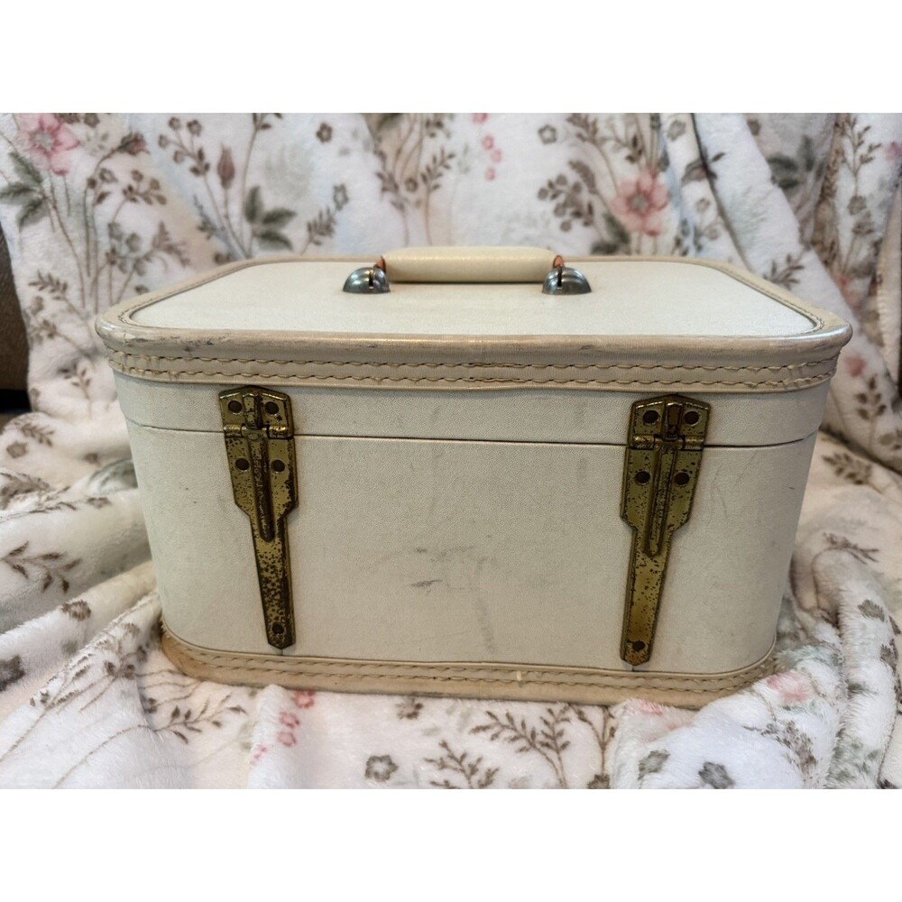 13.5"x 8" VTG 1950’s J.C. Higgins Brown & Gold Train Suitcase FAIR